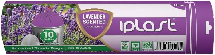Iplast iBlast:Waste Bags 10 Gallon Roll :Lavender Scent:55 Bags - Image 1