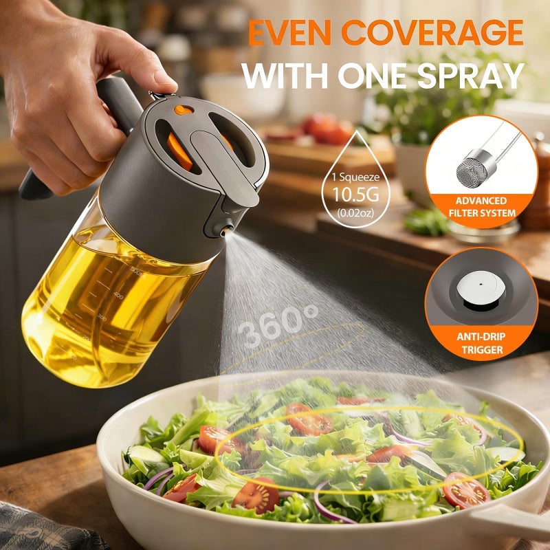 Costop Professional 500ml Glass Oil Sprayer - 3-in-1 Kitchen Tool: Fine Mist, Stream & Pour | Leak-Proof Design for Air Fryer, BBQ & Cooking | BPA-Free - Image 4