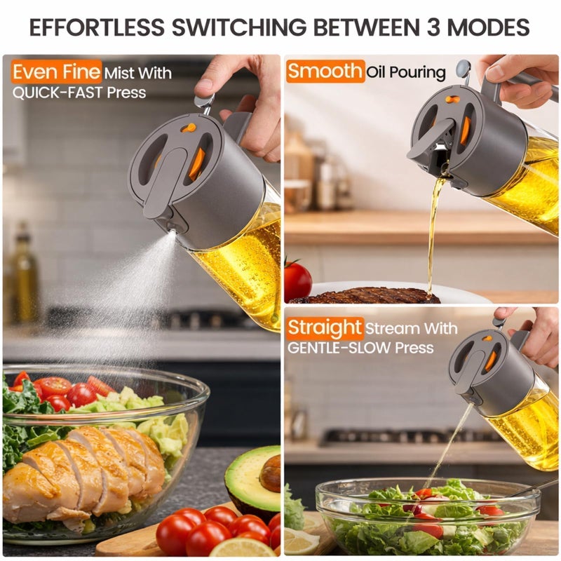 Costop Professional 500ml Glass Oil Sprayer - 3-in-1 Kitchen Tool: Fine Mist, Stream & Pour | Leak-Proof Design for Air Fryer, BBQ & Cooking | BPA-Free - Image 2