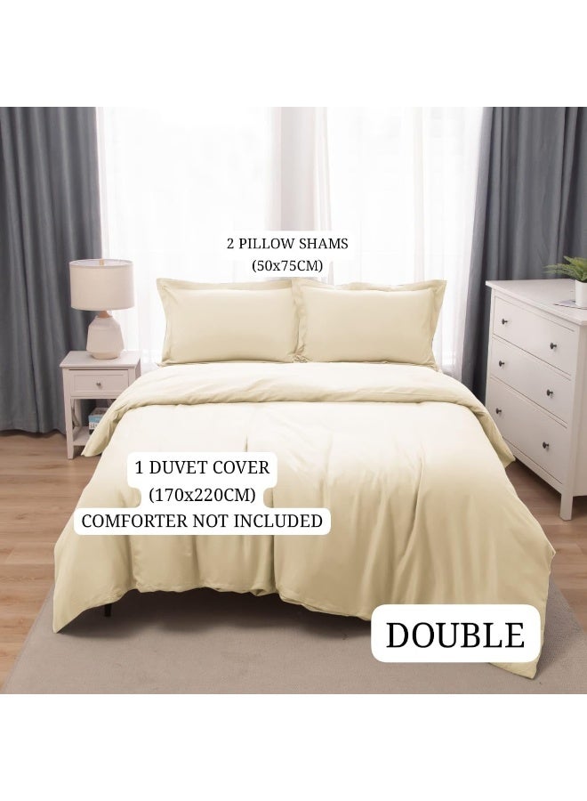 PanaX Bedding Duvet Cover Double Size Set- 1Pieces Duvet Cover 170X220Cm / 2Pieces-Pillow Shams 50X75Cm (Beige, Double) - Image 3