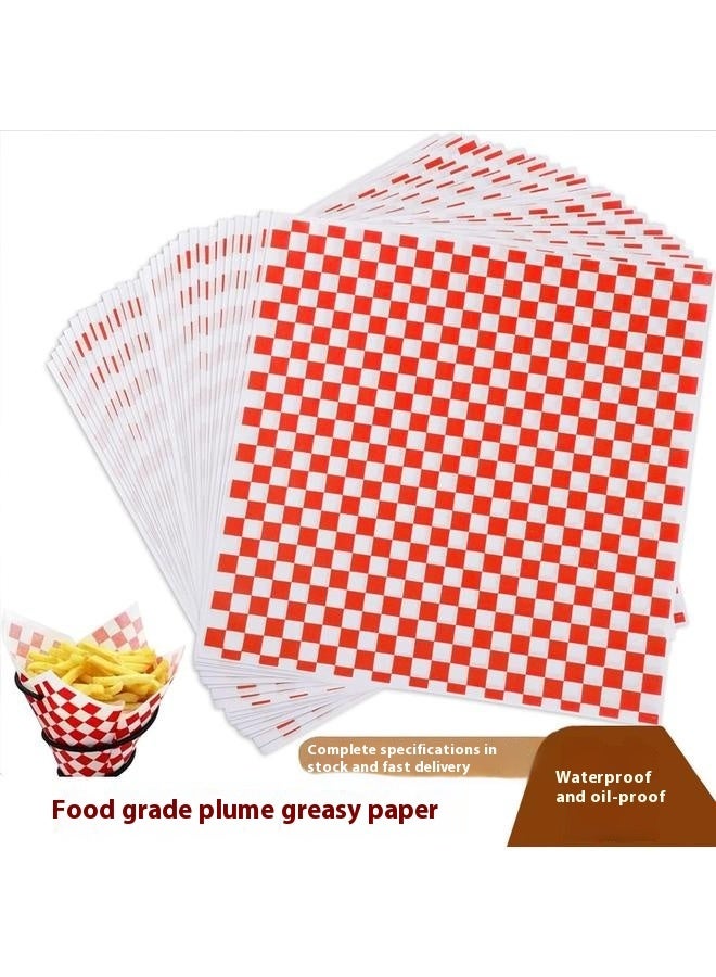 100pcs Deli Paper Sheets 30*30cm, Premium Food Basket Liners, Grease Resistant Wax Paper Sheets for Food, Classic Checkered Sandwich Wrapping Paper for Party, Festival and Outdoors - Image 1
