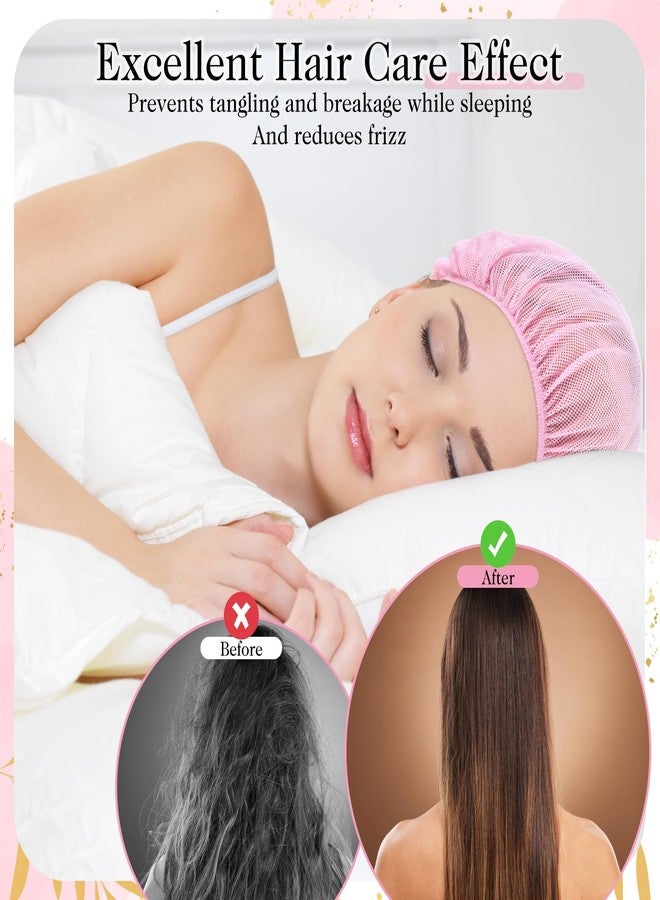 Bremorou 4 Pcs Hair Net for Sleeping Mesh Sleep Bonnets for Women Sleeping Hair Nets Cap, Comfortable and Breathable Mesh Sleep Bonnet for Sleeping, Sleeping Hair Nets Cap for Curly Hair (Black, Pink) - Image 4