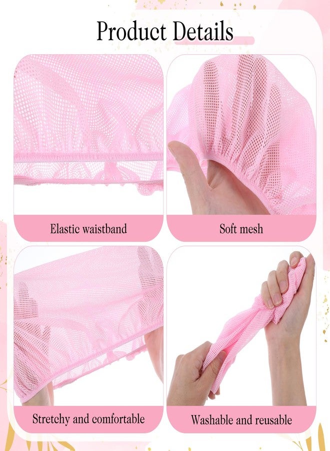 Bremorou 4 Pcs Hair Net for Sleeping Mesh Sleep Bonnets for Women Sleeping Hair Nets Cap, Comfortable and Breathable Mesh Sleep Bonnet for Sleeping, Sleeping Hair Nets Cap for Curly Hair (Black, Pink) - Image 3