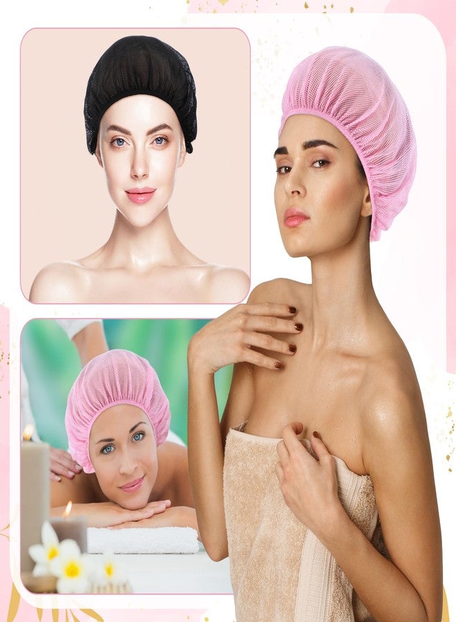 Bremorou 4 Pcs Hair Net for Sleeping Mesh Sleep Bonnets for Women Sleeping Hair Nets Cap, Comfortable and Breathable Mesh Sleep Bonnet for Sleeping, Sleeping Hair Nets Cap for Curly Hair (Black, Pink) - Image 5