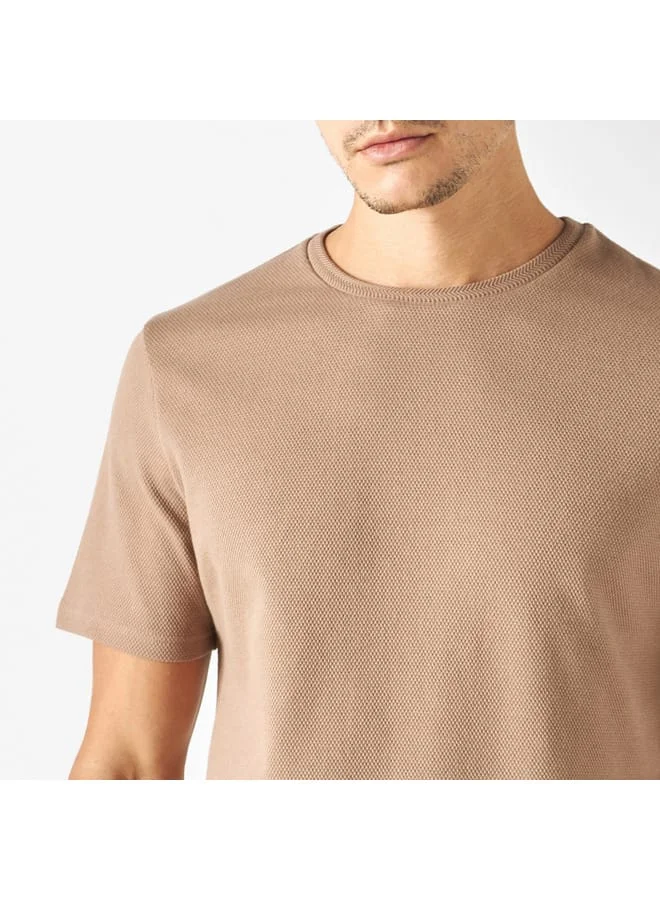 Iconic Popcorn Textured T-shirt with Crew Neck and Short Sleeves