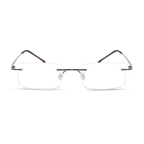 Redex Titanium Glasses Frame, Rimless Frameless Optical Eyewear Eyeglasses for Unisex Brown Color - Image 1