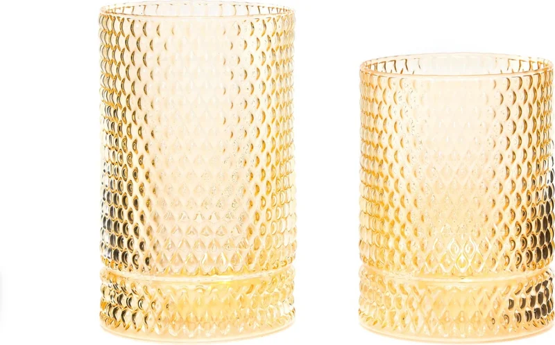 ميسي Amber Diamond Glass Vase/Candle Holder (17 Cm)