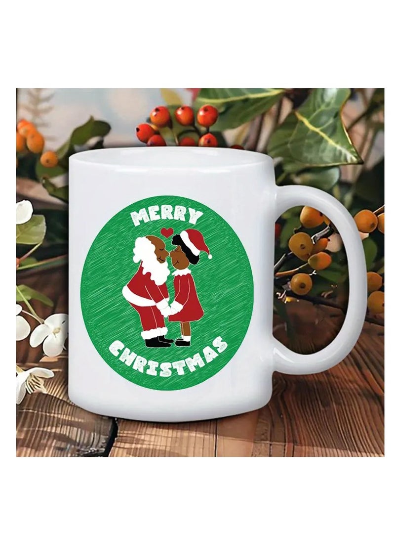 RYN Ceramic Christmas Coffee Mug - Insulated, Reusable Holiday Cup for Hot Beverages - Hand Wash Only - Multipurpose Gift for Men and Women - "Merry Christmas" Festive Design - Image 1