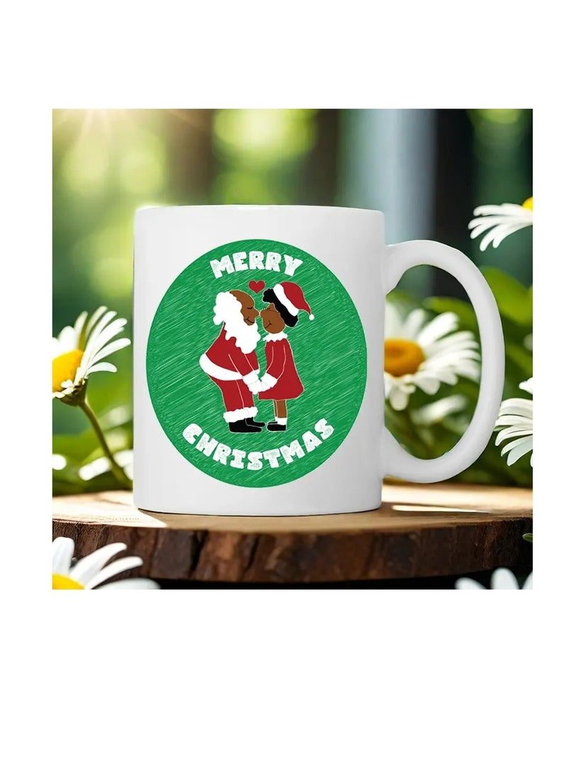 RYN Ceramic Christmas Coffee Mug - Insulated, Reusable Holiday Cup for Hot Beverages - Hand Wash Only - Multipurpose Gift for Men and Women - "Merry Christmas" Festive Design - Image 4