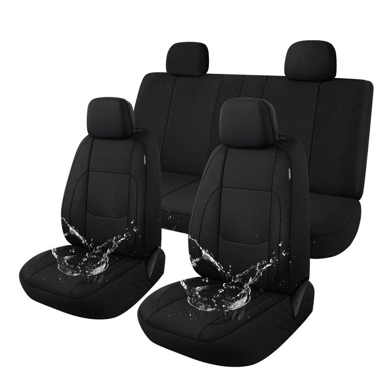 Pariitadin Waterproof Car Seat Covers Full Set Neoprene Seat Covers for Cars Universal Fit Interior Covers for Most Cars Sedan Van Truck SUVBlack