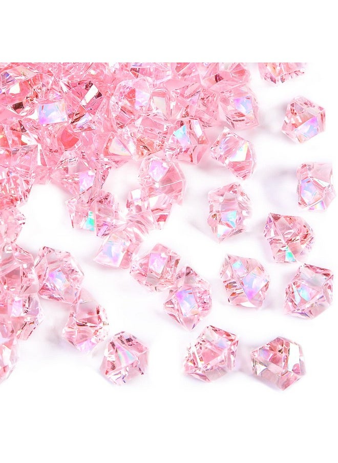 DomeStar DomeStar Dazzling Pink Ice Rocks, 180PCS Holographic Acrylic Crushed Ice Sparkling Fake Diamonds Holographic Plastic Gems for Vases Fillers Table Scatter Decoration  - Image 1