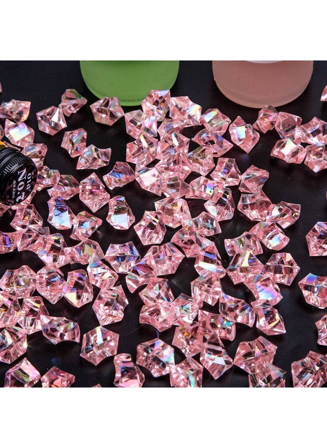 DomeStar DomeStar Dazzling Pink Ice Rocks, 180PCS Holographic Acrylic Crushed Ice Sparkling Fake Diamonds Holographic Plastic Gems for Vases Fillers Table Scatter Decoration  - Image 2