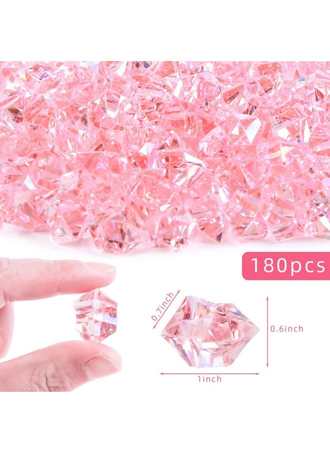 DomeStar DomeStar Dazzling Pink Ice Rocks, 180PCS Holographic Acrylic Crushed Ice Sparkling Fake Diamonds Holographic Plastic Gems for Vases Fillers Table Scatter Decoration  - Image 5