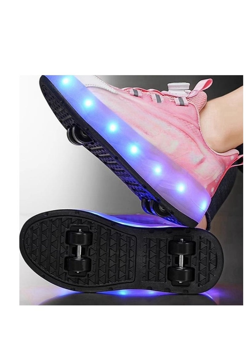 Snoopy Children's Mesh Breathable Flashing Light Sport Roller Skating Knob Ice Skates  - Image 3