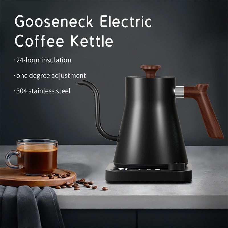 Gooseneck Electric Kettle: Black Uk Plug, Precise Temperature Control, Premium 304 Stainless Steel - Quiet Efficient Operation, Temperature Control Electric Kettle for Home Office Hotel - Image 2