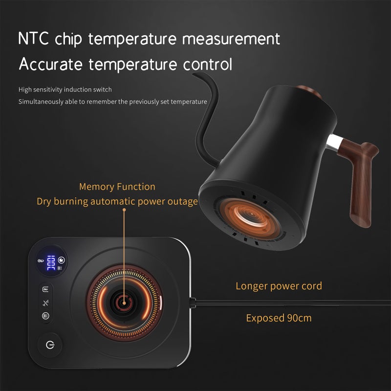 Gooseneck Electric Kettle: Black Uk Plug, Precise Temperature Control, Premium 304 Stainless Steel - Quiet Efficient Operation, Temperature Control Electric Kettle for Home Office Hotel - Image 3