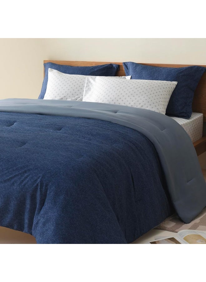 Comfort Spaces - Comfort Spaces Queen 7 Pieces Comforter Set, Soft Bed Sets for Queen Size, All Season Bedding Sets with Comforter, Gift Bed in a Bag with Comforter, Sheets, Pillowcases, and Shams, Queen, Navy - Image 1