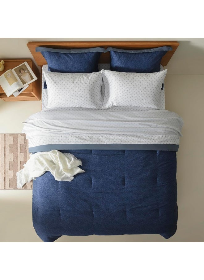 Comfort Spaces - Comfort Spaces Queen 7 Pieces Comforter Set, Soft Bed Sets for Queen Size, All Season Bedding Sets with Comforter, Gift Bed in a Bag with Comforter, Sheets, Pillowcases, and Shams, Queen, Navy - Image 1