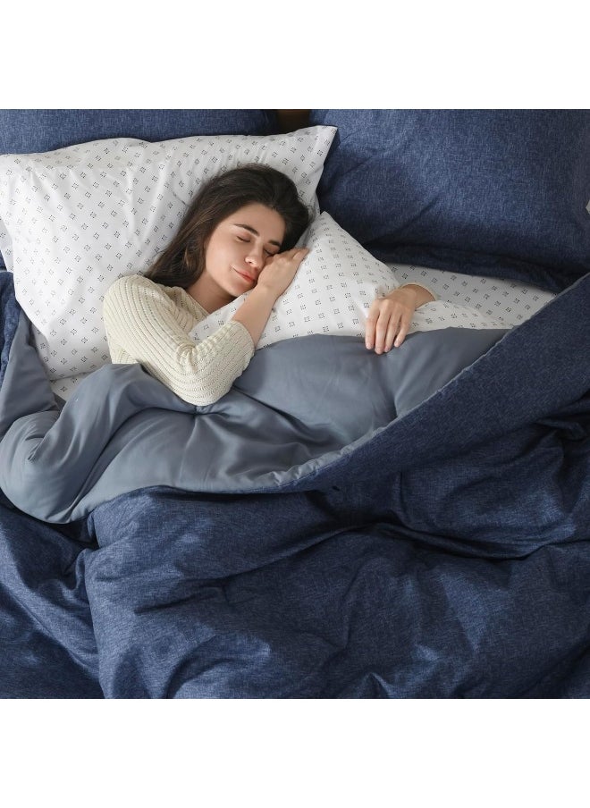 Comfort Spaces - Comfort Spaces Queen 7 Pieces Comforter Set, Soft Bed Sets for Queen Size, All Season Bedding Sets with Comforter, Gift Bed in a Bag with Comforter, Sheets, Pillowcases, and Shams, Queen, Navy - Image 1