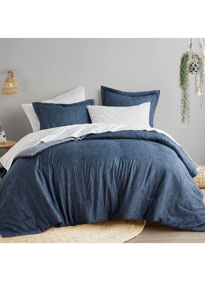 Comfort Spaces - Comfort Spaces Queen 7 Pieces Comforter Set, Soft Bed Sets for Queen Size, All Season Bedding Sets with Comforter, Gift Bed in a Bag with Comforter, Sheets, Pillowcases, and Shams, Queen, Navy - Image 1