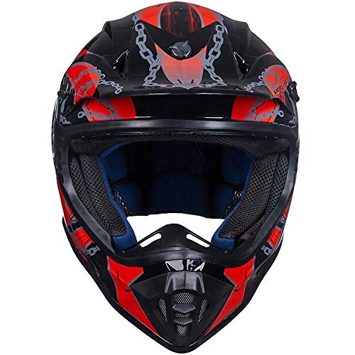 ILM Youth & Kids Dirt Bike Helmets Motocross ATV Dirtbike BMX MX Offroad Full Face Motorcycle Helmet, DOT Approved Model 128YS (Red Black, Youth-S) - Image 3