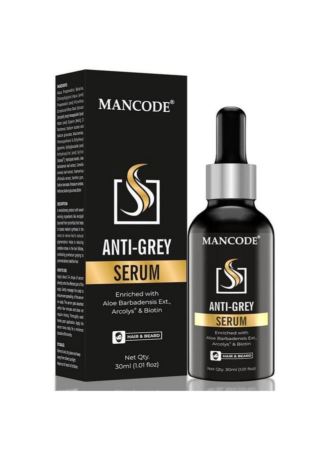 MAN CODE Mancode Anti Grey Serum | Restore Natural Black Color of Grey White Hair & Beard|Delay & Reverses Grays|Strengthen Hair & Beard Roots |Toxin Free| For All Hair & Beard Type-30ml  - Image 2