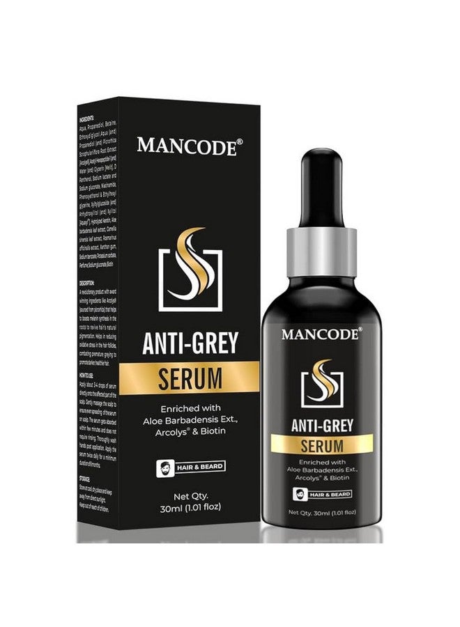 MAN CODE Mancode Anti Grey Serum | Restore Natural Black Color of Grey White Hair & Beard|Delay & Reverses Grays|Strengthen Hair & Beard Roots |Toxin Free| For All Hair & Beard Type-30ml  - Image 1