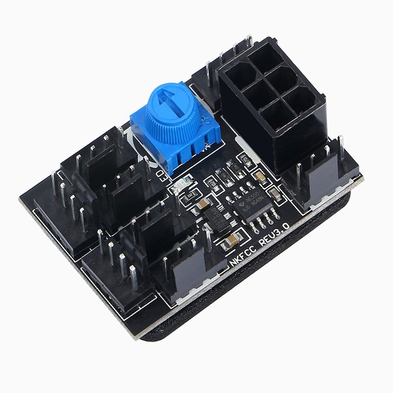MEIRIYFA 3 Pin 4 Pin Fan Adapter PWM PC Chassis Cooling Fan Hub 8 Way Splitter DC12V Speed Controller with 6 Pin Power PortChassis Fan Pressure Regulating Governor