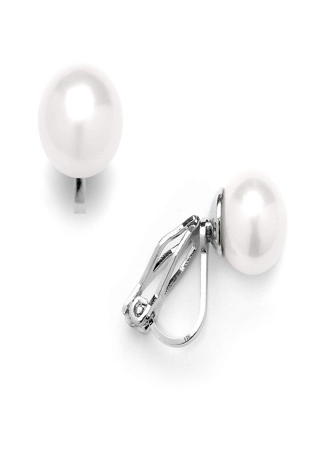Mariell White Freshwater Pearl Stud Clip On Earring for Women, 9mm, Non-Pierced Earring Birthday Gift - Image 5