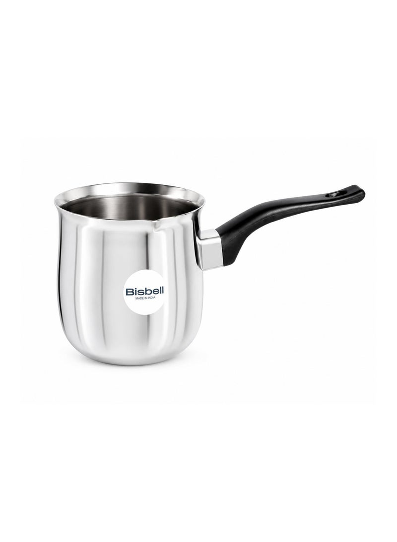 Bisbell 250ml Stainless Steel Coffee Warmer with Wide Mouth, Easy-Pour Spout and Heat-Resistant Handle for Coffee, Milk, Hot Chocolate & Small Servings - Image 1
