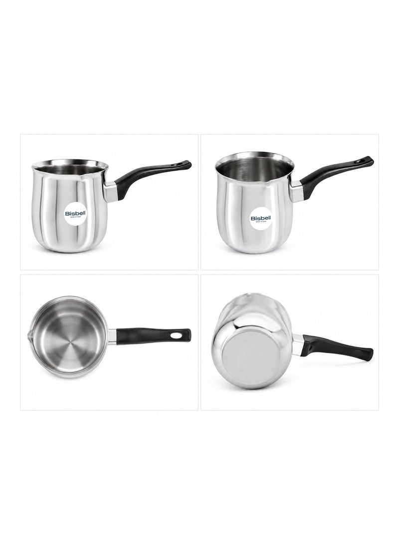 Bisbell 250ml Stainless Steel Coffee Warmer with Wide Mouth, Easy-Pour Spout and Heat-Resistant Handle for Coffee, Milk, Hot Chocolate & Small Servings - Image 2