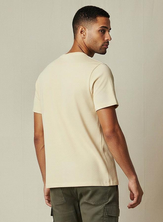 Iconic Men Slim Fit Crew Neck Short Sleeves Popcorn Textured T-shirt - Image 3