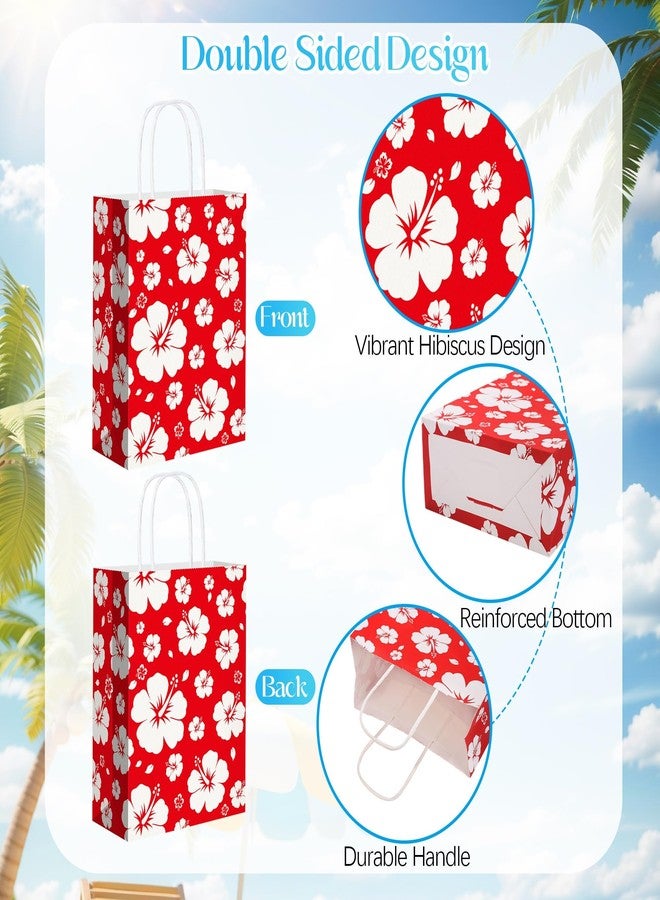 MIMIND 48 Pack Hibiscus Party Favor Bags Hawaiian Themed Paper Bag with Handles Tissue Paper Summer Tropical Gift Bags Tiki Luau Treat Goodie Bag for Hawaii Party Summer Birthday Supplies, Multicolor - Image 3
