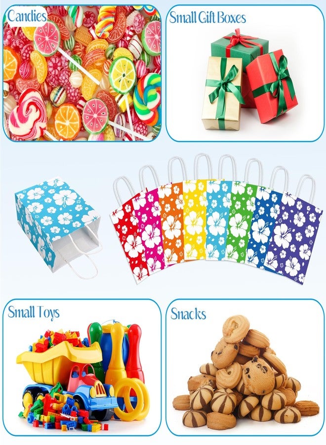MIMIND 48 Pack Hibiscus Party Favor Bags Hawaiian Themed Paper Bag with Handles Tissue Paper Summer Tropical Gift Bags Tiki Luau Treat Goodie Bag for Hawaii Party Summer Birthday Supplies, Multicolor - Image 4