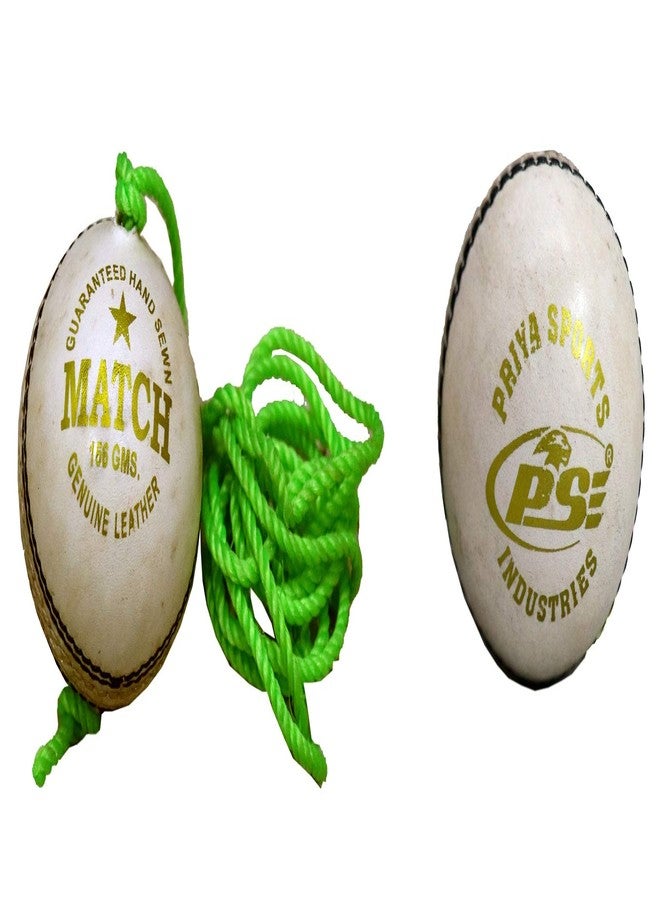 PSE Priya Sports White Leather Cricket Ball Two Part with White Match Practice Cricket Ball (Pack of 2) - Image 2