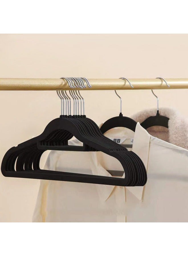 بلومنغ تايم 50 قطعة من عدم الانزلاق سلس المخملية رف ملابس مجموعة ، 360 درجة الدورية المخملية شماعات ، عدم الانزلاق سميكة الحاملة تصميم ، الفضاء إنقاذ خزانة التخزين ، أسود - Image 1