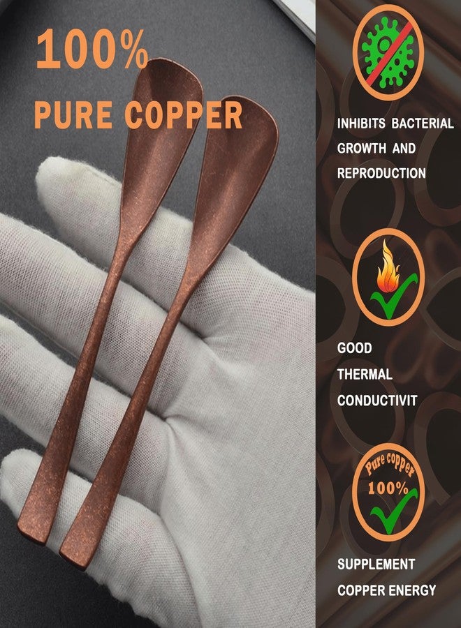 Purecopper 4.33-Inch Vintage Teaspoon, Hand-Forged Antique Copper Spoon, Suitable for Stirring Coffee and Desserts, Cakes, Ice Cream (1) - Image 2