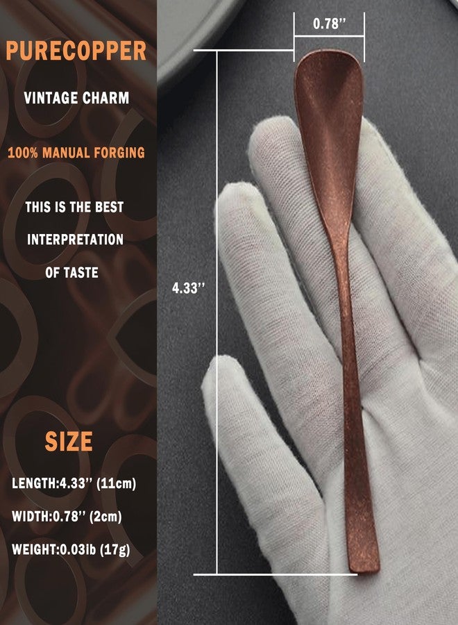 Purecopper 4.33-Inch Vintage Teaspoon, Hand-Forged Antique Copper Spoon, Suitable for Stirring Coffee and Desserts, Cakes, Ice Cream (1) - Image 4