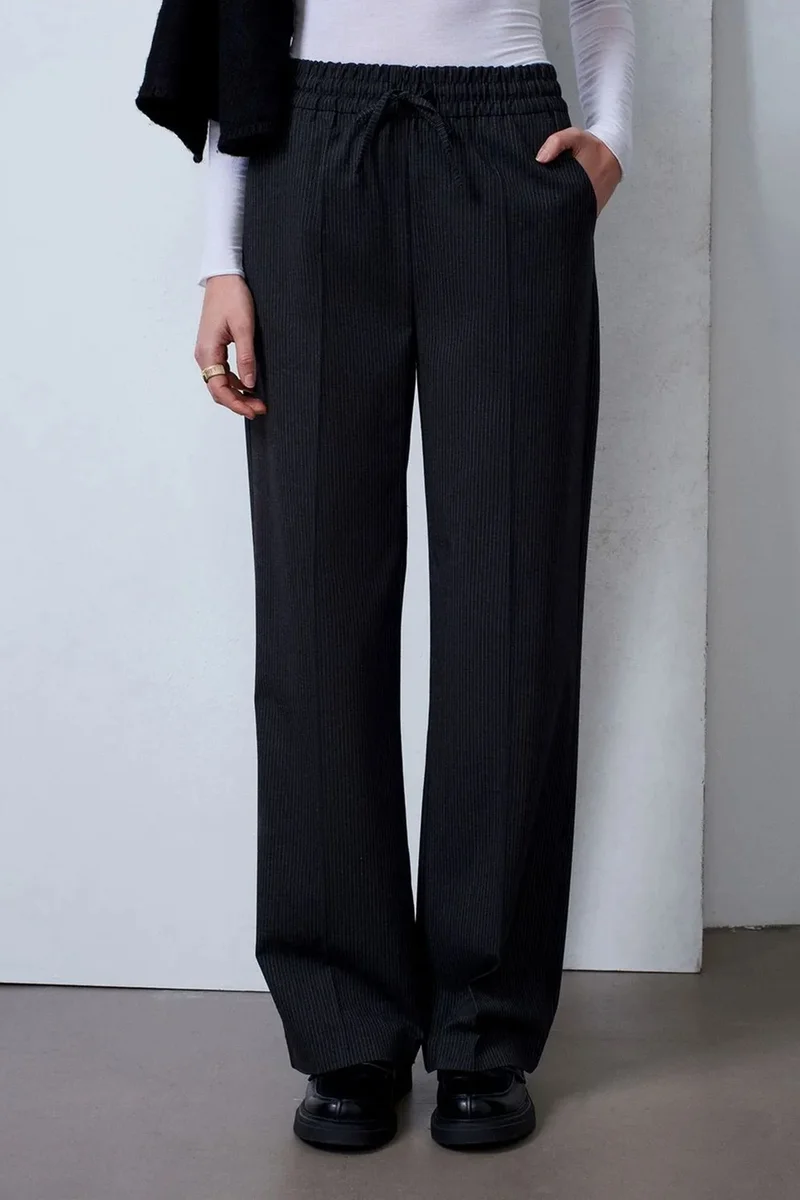 Dilvin Charcoal Grey DILVIN Wide-Leg Pull-On Trousers for Women | Best Price UAE