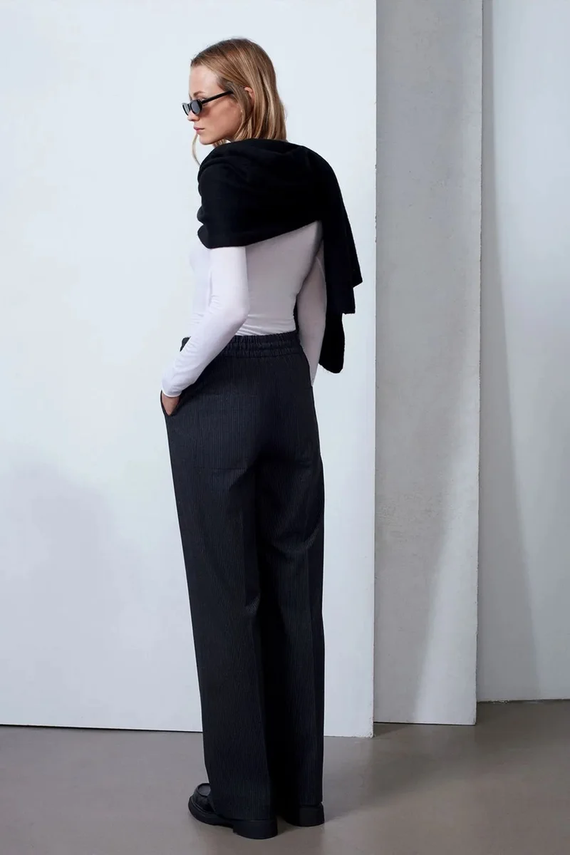Dilvin Charcoal Grey DILVIN Wide-Leg Pull-On Trousers for Women | Best Price UAE