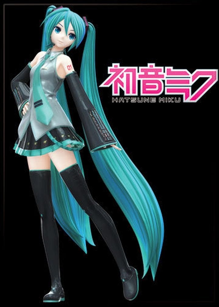 AtaBoy Hatsune Miku on Black Magnet 25 x 35 Magnet for Refrigerators Whiteboards Locker Decorations