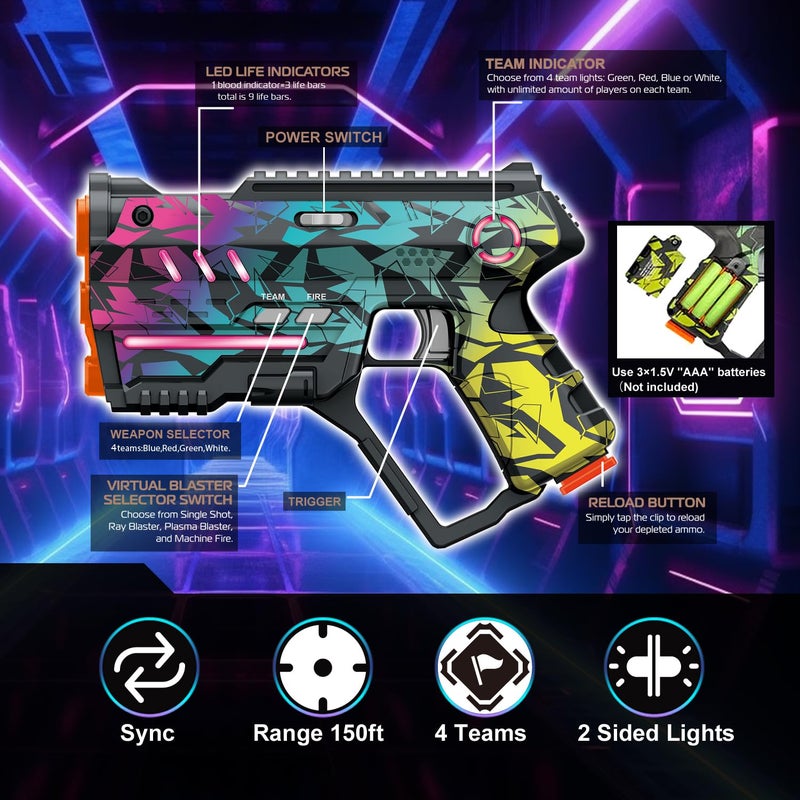 Winyea Tag Laser Tag Set of 2, Lazer Tag Game for Kids Indoor & Outdoor Play, Gift Ideas for Kids Teens and Adults, Cool Toys for Teenage Ages 8 9 10 11 12+Year Old Boy & Girls - Image 2