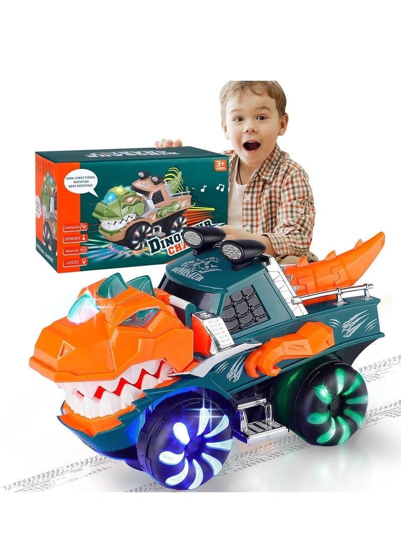 Rally Dinosaur Truck Toy Car with LED Lights and Music, Automatically Moves and Changes Direction  - Image 1