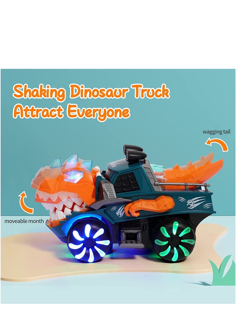 Rally Dinosaur Truck Toy Car with LED Lights and Music, Automatically Moves and Changes Direction  - Image 2