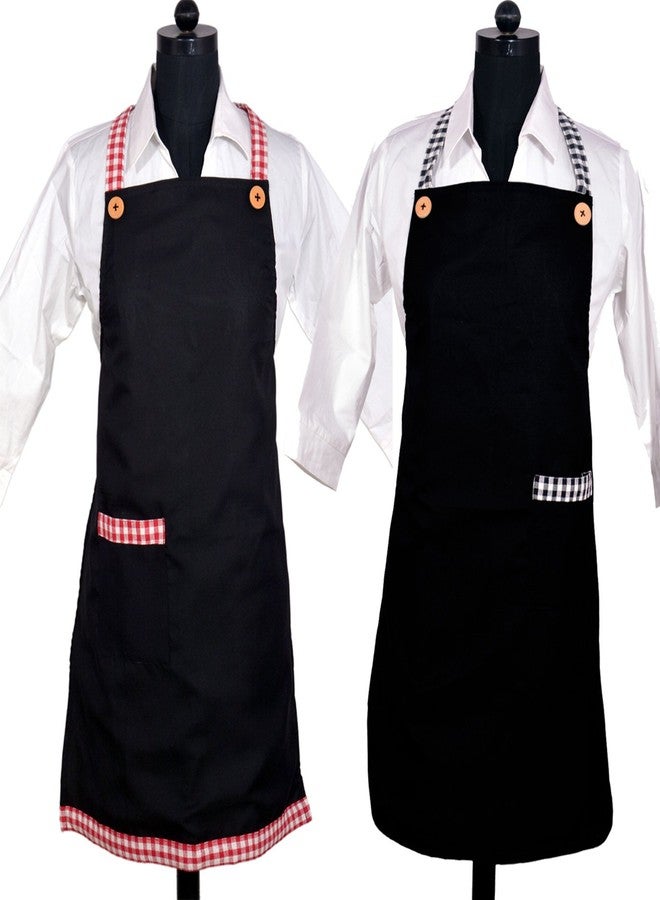 Switchon Polyester Waterproof black kitchen cooking Apron set of 2 - Standard size - Image 4