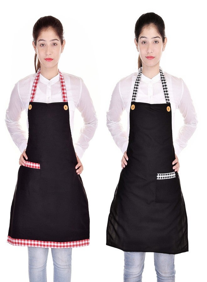 Switchon Polyester Waterproof black kitchen cooking Apron set of 2 - Standard size - Image 1