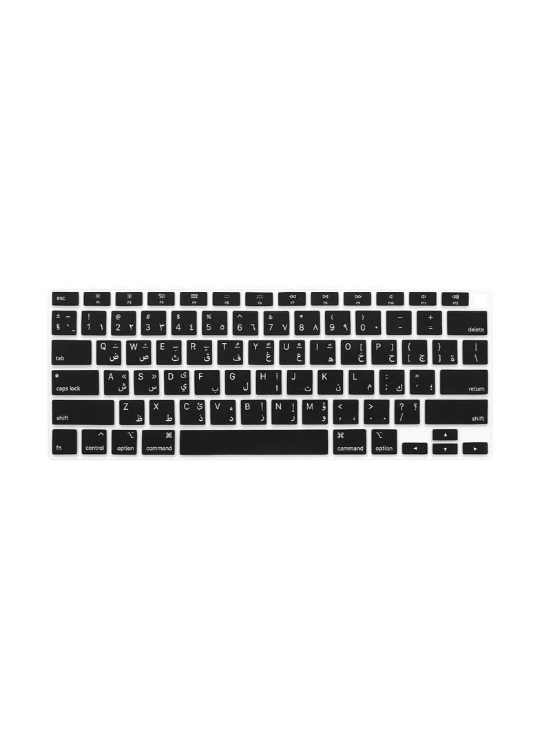 Ntech NTECH English/Arabic Language Ultra Thin Silicone Keyboard Cover For 2021  2020 MacBook Air 13 Inch MODEL A2179/A2337 (US Layout) With Touch ID Keyboard Accessories Protective Skin (Black)  - Image 1