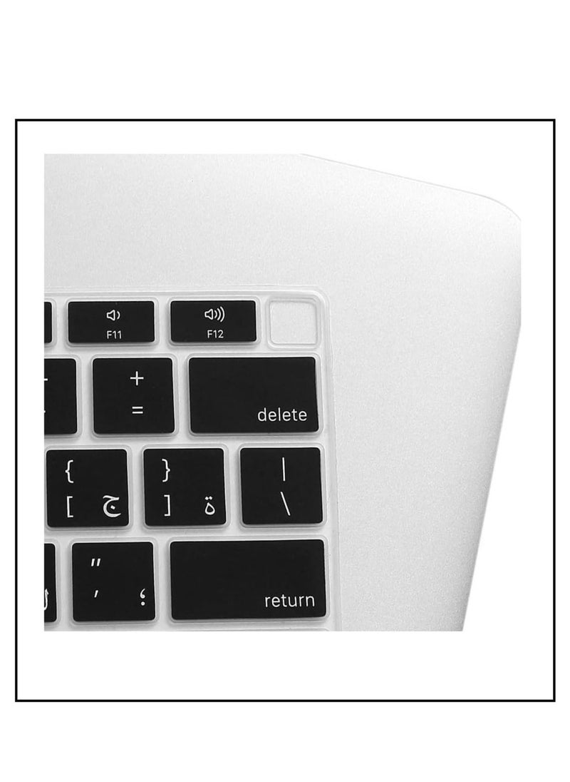 NTECH English/Arabic Language Ultra Thin Silicone Keyboard Cover For 2021  2020 MacBook Air 13 Inch MODEL A2179/A2337 (US Layout) With Touch ID Keyboard Accessories Protective Skin (Black)