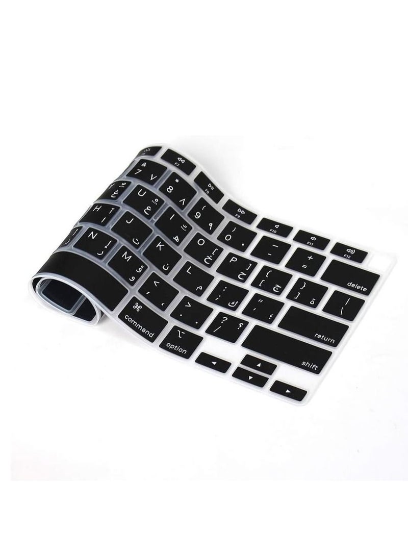 Ntech NTECH English/Arabic Language Ultra Thin Silicone Keyboard Cover For 2021  2020 MacBook Air 13 Inch MODEL A2179/A2337 (US Layout) With Touch ID Keyboard Accessories Protective Skin (Black)  - Image 2