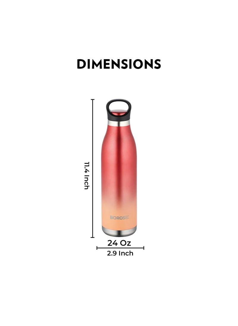 BOROSIL Borosil Hydra Color Crush 700 ml Stainless Steel Wate Bottle | Double Wall Vacuum Insulated Flask | 24 Hrs Hot & Cold | 1 Year Warranty, Red  - Image 3
